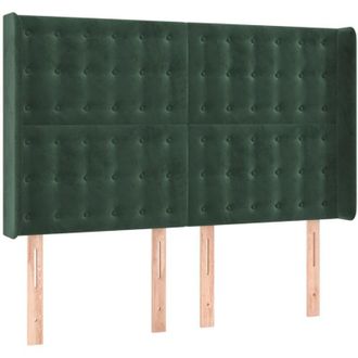 vidaXL Cabecero Con Orejas De Terciopelo Verde Oscuro 147x16x118/128cm Vidaxl