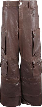FERMAS Fermas.Club Leather Cargo Pants