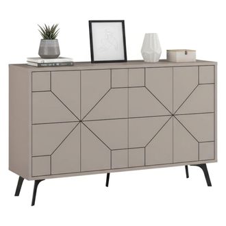 Dmora Aparador Earl, Alacena 4 Estantes, 8 Compartimentos, 4 Puertas, 123x35x62h Cm Beige