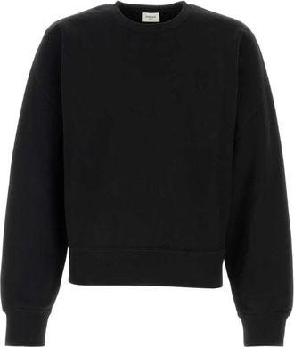 Saint Laurent Gecertificeerd Katoenen Sweatshirt met Cassandre Borduurwerk - Heren - Sweatshirts - Zwart - M - Katoen - Hoodies & sweatvesten