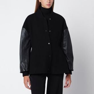 Toteme Black college jacket in wool and cashmere blend