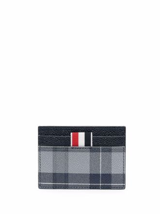 Thom Browne tartan-print cardholder - men - Leather - One Size - Grey