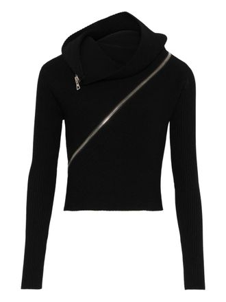 Jean Paul Gaultier ribbed zipped high-neck sweater - Black