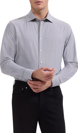 Bugatchi James OoohCotton Geo Print Button-Up Shirt in White at Nordstrom, Size Xx-Large