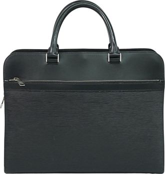 Louis Vuitton Bassano Briefcase Epi Leather Black Leather Briefcase Bag (Pre-Owned)