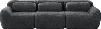 STILVORA Sof&aacute; Modular 3 Plazas En Tela Aterciopelada Con Base Antideslizante, Asiento Amplio Y 3 Cojines, Gris