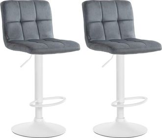 Clp Clp - Set De 2 Taburetes De Bar Peru En Terciopelo Gris Oscuro Blanco