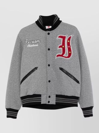 Icecream cotton bomber jacket long sleeves ribbed collar
