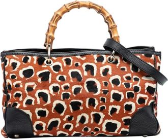 Gucci Pre-owned Handbags, female, Multicolor, Size: ONE SIZE Pre-owned Vintage Bamboo Handle Satchel Bag