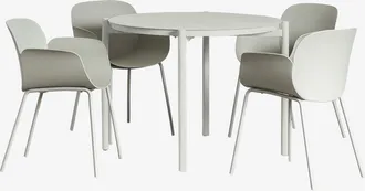 Sklum Sklum - Set De Mesa Redonda En Aluminio (&oslash;110 Cm) Elton Y 4 Sillas De Jard&iacute;n Lynette
