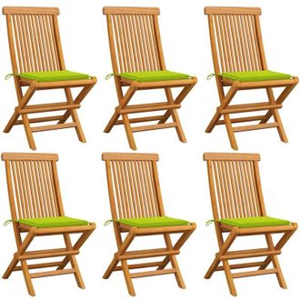 vidaXL Vidaxl - Sillas De Jard&iacute;n 6 Uds Cojines Verde Brillante Madera De Teca