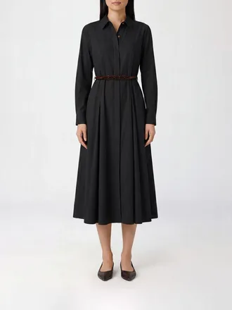Max Mara Abito chemisier midi in cotone con cintura e maniche lunghe