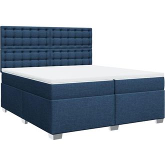 vidaXL Cama Box Spring Con Colch&oacute;n Tela Azul 200x200 Cm Vidaxl