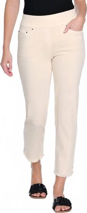 Multiples Fringe Hem Ankle Pant In Parchment