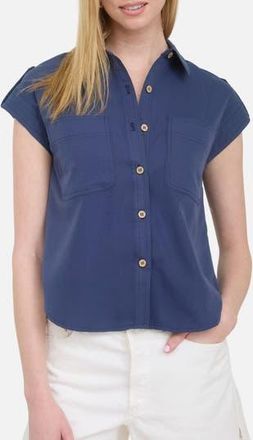 Blu Pepper Short Sleeve Button-Up Shirt in Navy at Nordstrom Rack, Size Medium