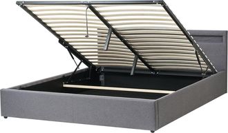 Beliani Cama matrimonial de tejido gris 180x200