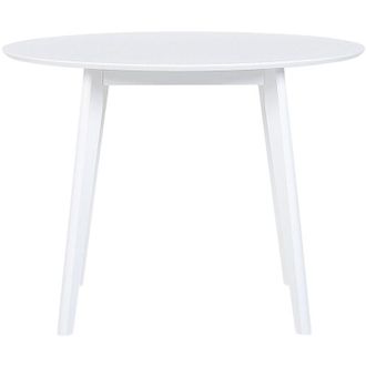 Beliani Beliani - Mesa De Comedor Blanca Mdf 100 Cm Tapa Redonda Patas De Madera Mesa De Cocina Escandinava Roxby
