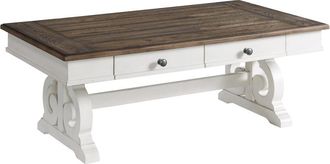 Intercon Coffee Table, 50x28x19 in Rustic White & French Oak