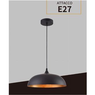 Trade Shop Trade Shop Traesio - Trade Shop - Lampadario A Sospensione Soffitto E27 Ferro Paralume Moderno Elegante Cupola B90 - Negro