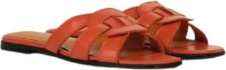 Summum Geweven leren slippers - Dames - Sandalen - Oranje - 36 EU - Leer - Schoenen