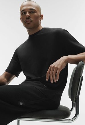 Alo | Double Take Short Sleeve Top in Black, Size: Medium