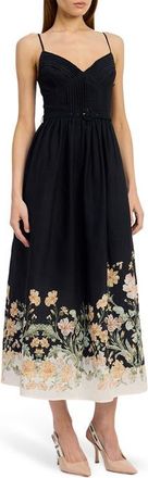 En Saison Iris Belted Floral Print Maxi Dress in Black Ginger Olive at Nordstrom, Size Medium
