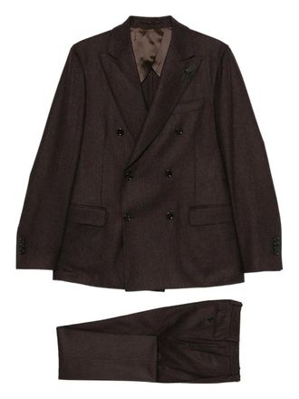 Lardini pinstripe double-breasted suit - Brown
