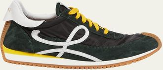 Loewe Mens Flow Runner 2.0 Nylon and Suede Low-Top Sneakers