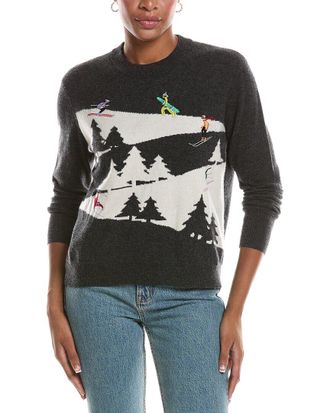 Autumn Cashmere Snowscape Skiers Cashmere Sweater