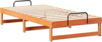 vidaXL Estructura de cama con asas de transporte Marrón Vidaxl