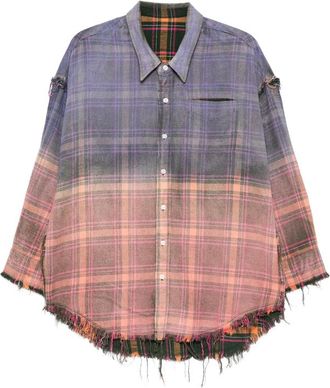 R13 Reversible Frayed Check Shirt