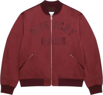 Givenchy Bomber Jackets, male, Red, Size: L Zipped Blouson Satin Bomber Jacket