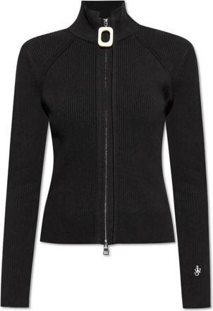 J.W.Anderson Geribbelde Cardigan - Dames - Vesten - Zwart - XS - Katoen - Truien & Vesten