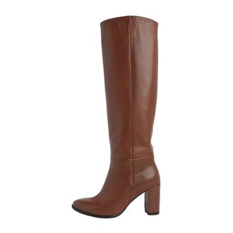 L'Arianna Hoge Nappa Leren Laars - Dames - Laarzen met Hak - Bruin - 40 1/2 EU - Leer - Schoenen