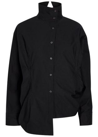 Issey Miyake Twisted Draped Cotton-blend Shirt - Black - 2