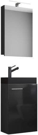 ebuy24 Vcm Juego De 3 Piezas Lavadero Para Invitados Wc Ba&ntilde;o De Invitados Wc Lavabo Con Gabinete De Espejo Muebles De Ba&ntilde;o Juego De Ba&ntilde;o - Slito Sc-bl (negro