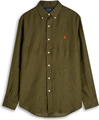 Polo Ralph Lauren Logo-embroidered Linen Shirt - Olive - Xxl