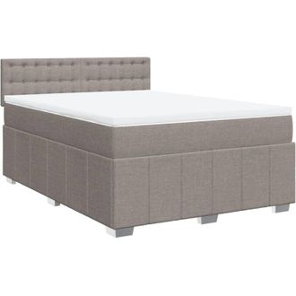 vidaXL Vidaxl - Cama Box Spring Con Colch&oacute;n Tela Gris Taupe 160x200 Cm