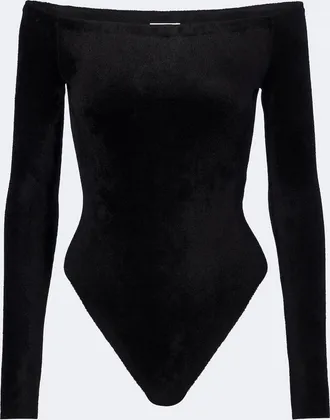 Alaia Ala&iuml;a Body in velluto off-shoulder