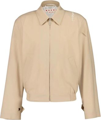 Marni Lichtgewicht Zip Jas van Wolmix - Heren - Zomerjassen - Beige - M - Wol - Jassen