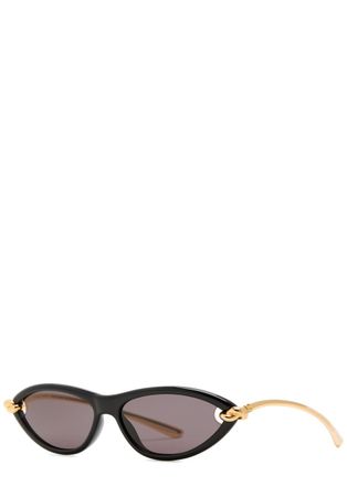 Bottega Veneta Narrow Cat-eye Sunglasses - Black - One Size