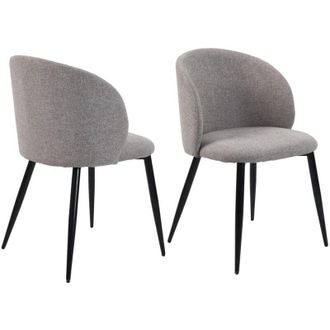 Mobili Rebecca Sedie Mobili Rebecca Cordia 81x54x56 Tessuto Polilino Metallo Grigio Tortora Nero Moderno set 2 pezzi Parzialmente Montato