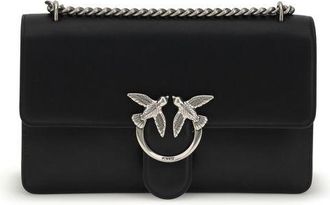 Pinko Zwarte Kalfsleer Bos Taurus Schoudertas