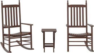 vidaXL Rocking Chairs 2pcs with Foldable Table Brown Solid Wood Poplar vidaXL
