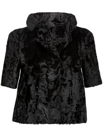 Marni double-breasted jacket - women - Lamb Fur - 40 - Black