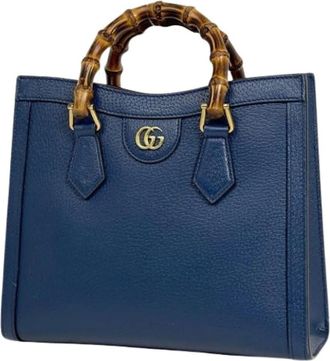 Gucci Pre-owned Vintage Handtas - Dames - Vintage Handtas - Blauw - ONE Size - Leer - Vintage