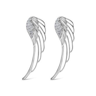 House of Brilliance 14K White Gold 1/4 Cttw Lab Grown Diamond Angel Wing Stud Earrings at Nordstrom