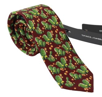 Dolce & Gabbana Heren Multicolor 100% Zijde Cactus Print Klassieke Stropdas