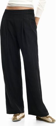 Desigual Pleat Front Wide Leg Pants in Black at Nordstrom, Size X-Small