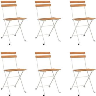 vidaXL Vidaxl - Sillas Cafeter&iacute;a Plegables 6 Uds Acero Y Madera Maciza Acacia